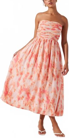 Astr Aneesha Dress In Coral Tie Dye
