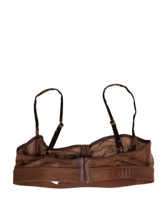 Dolce & Gabbana Brown DG Logo Nylon Mesh Balconette Bra Womens Underwear