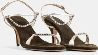 Chlo&eacute; Womens Escarpins Chlo&eacute; Zia En Cuir Veau Et Strass Deep Khaki Pumps High Heel Shoes