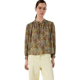 Gerard Darel Carinne Tie Neck Floral Blouse in Pink at Nordstrom, Size Small
