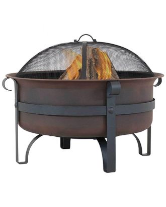 Sunnydaze 29In Cauldron Fire Pit Steel With Poker And Spark Screen