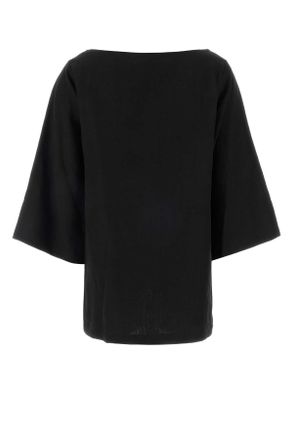 The Row Womens Black Linen Junia Blouse Exterior: T-Shirt