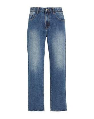 8 by YOOX ACID WASH WIDE LEG DENIM PANTS