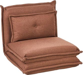 Beliani Sof&aacute; Cama Individual Plegable Minimalista Moderno 1 Plaza Con Coj&iacute;n Sill&oacute;n Puf Para Invitados Marr&oacute;n Dellen