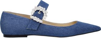 Jimmy Choo London Cheri Ballerina Damens Stoff Blau/Denim