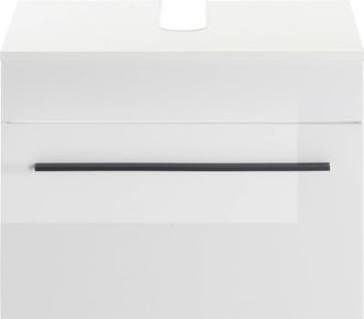 Inosign Waschbeckenunterschrank »Cantara, Badschrank in Hochglanz Weiss, Waschtisch« mit schwarzem Griff, ausreichend Stauraum