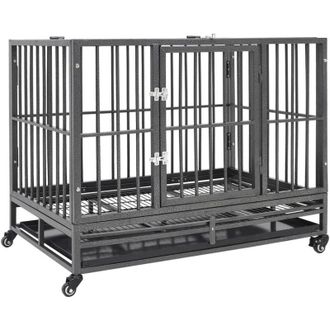 vidaXL Jaula De Perro Resistente Con Ruedas Acero 102x72x85 Cm Vidaxl