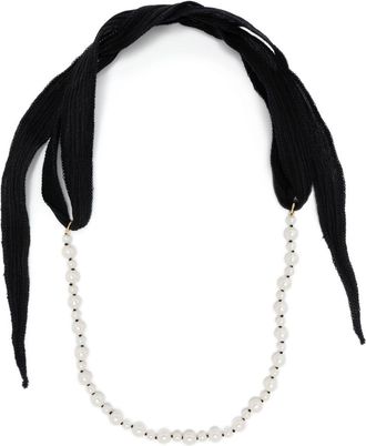 Mizuki 14K Gold Pearl Silk Necklace - Womens - Freshwater Pearl/14kt Gold/Silk