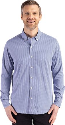 Cutter & Buck Skyline Epic Confidence Recycled Gingham Mens Long Sleeve Dress Shirt