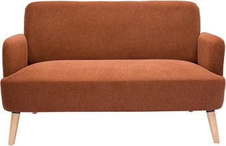 Miliboo Divano Scandinavo 2 Posti In Tessuto Effetto Velluto Testurizzato Color Bruciato E Legno Chiaro Isko