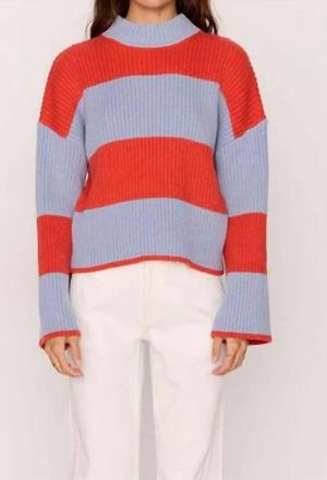 Minkpink Freja Stripe Chunky Knit Jumper In Red/blue