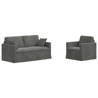 vidaXL Juego De Sof&aacute; 2 Uds. Gris Oscuro Terciopelo Vidaxl