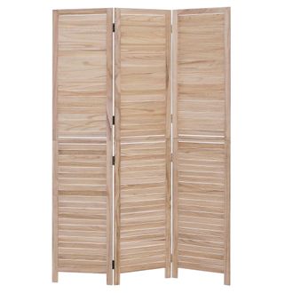 Hhg [nunca Usado] Biombo Hhg-506b, Separador De Ambientes, Mampara De Protecci&oacute;n Visual, Madera De Paulownia Vintage, 180 X 120 Cm, Natural