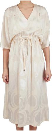 Kiton Kleedjes, Dames, Beige, L, Zijden Midi Jurk