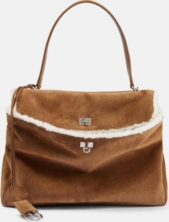 Balenciaga Borsa a spalla Rodeo Large in suede con shearling