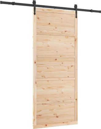 vidaXL Puerta Corredera 100 X 208 Cm Madera De Pino Maciza Natural Vidaxl
