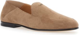 Tod's Womens Loafers Suede Beige Sheep Leather