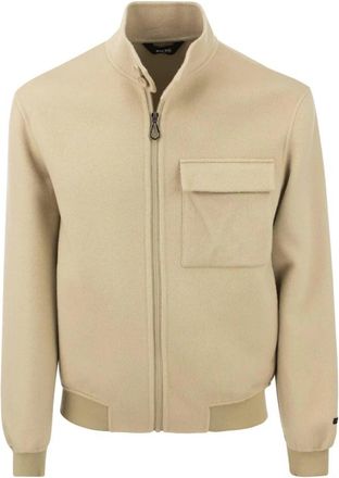 Palt&ograve; Dubbelwollen Jack met Rits - Heren - Bomber jackets - Beige - L - Wol - Jassen