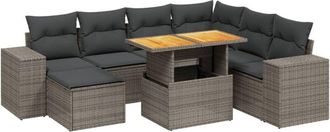 vidaXL Vidaxl - Set De Sof&aacute;s De Jard&iacute;n 8 Pzas Y Cojines Rat&aacute;n Sint&eacute;tico Gris