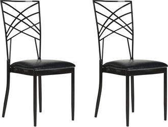 Beliani Conjunto De 2 Sillas De Comedor Metal Asiento De Piel Sint&eacute;tica Negro Girard