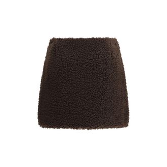 Moncler Teddy-Effect Fleece Mini Skirt - Brown