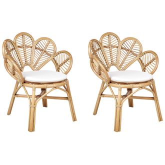 Beliani Beliani - Conjunto De 2 Sillas Pavo Real De Rat&aacute;n Natural 88 Cm Boho Florentine Ii