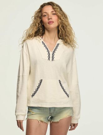 Lucky Brand Womens Embroidered Baja Hoodie