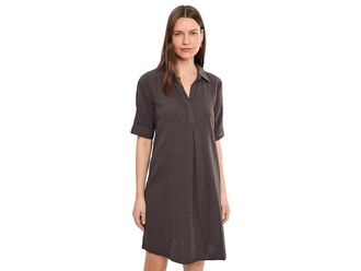 Mod-o-doc Gauze 1/2 Sleeve Swing Shirtdress Womens Dress Washed Ebony : LG (US 12-14), Cotton