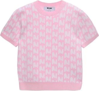 Msgm Msgm, Truien & Vesten, Dames, Roze, M, Polyester, Trui met ronde hals