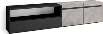 Skraut Home Skraut Home - Mueble Tv, Televisi&oacute;n, Muebles De Sal&oacute;n, Almacenaje, 200x45x35cm, Para Tv Hasta 80, Con Almacenamiento, Estilo Moderno, Gris Cemento