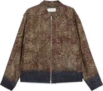 Dries Van Noten Chocoladebruin Jack met Rits aan de Voorkant - Heren - Zomerjassen - Bruin - M - Jassen