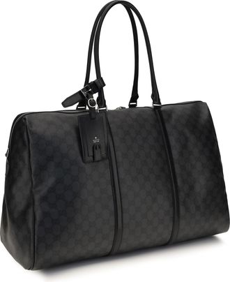 Gucci Womens Gg Travel Bag With Web Stripe Black-Black Cotton; Linen; Polyurethane Black/black Suitcases