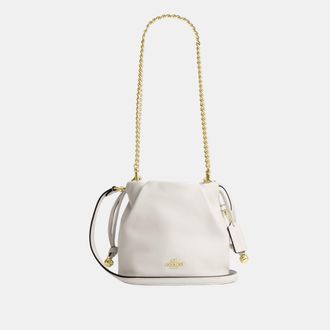 Coach Womens Faye Mini Drawstring Bag With Ruching - White Leather - One Size