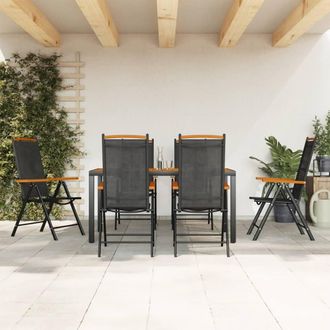 Berkfield Home 7 Piece Garden Dining Set Black & Brown Aluminium