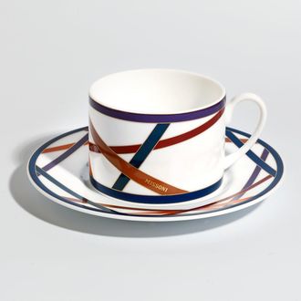 Missoni Home Multicolor Ribbons - Luxury Box Set 2 Pcs. Tea Cup & Saucer
