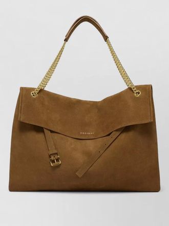 Orciani venus suede shoulder bag buckle chain