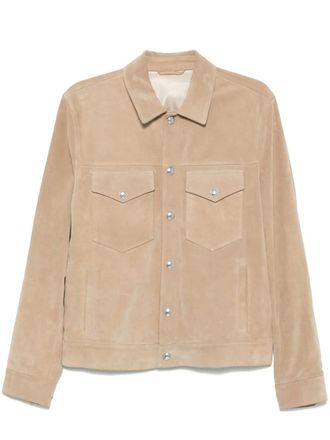 Eleventy suede jacket - men - Viscose/Calf Suede - 56 - Neutrals