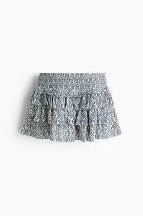 H&M Tiered Viscose Mini Skort in Cream/floral at Nordstrom, Size Xx-Small