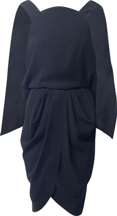 Balenciaga Balenciaga jurk met gedrapeerde cape en lage rug in zwart polyester