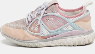 Sophia Webster Pink Knit Fabric Suede And Rubber Candyfloss Fly By Sneakers