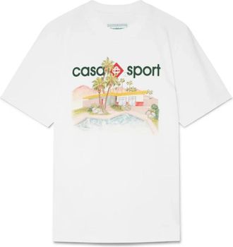Casablanca Poolside T-shirt - Heren - T-shirts - Wit - 2XL - Katoen - Tops