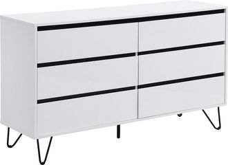 Vente-Unique C&oacute;moda 6 cajones - MDF - Blanco y negro - ABUJA