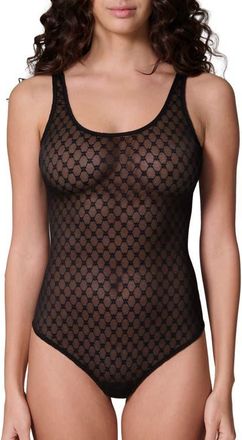 Simone P&eacute;r&egrave;le Plume Embroidered Bodysuit in Black at Nordstrom, Size X-Small