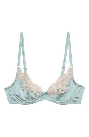 Fleur du Mal Juliet Lace Trim Underwire Silk Blend Demi Bra in Frosted Mint at Nordstrom, Size 32Dd