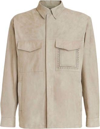 Etro suede safari shirt jacket - men - Calf Leather/Viscose/Cupro - M - Neutrals