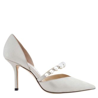 Jimmy Choo London Aurelie 85 Pointed Pumps With Pearl Embellishment, Brand Size 34.5 ( US Size 4.5 )