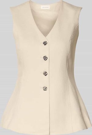Moss Copenhagen Weste aus Viskose-Mix mit Knopfleiste Modell Esteriane in Beige, Gr&ouml;&szlig;e XL