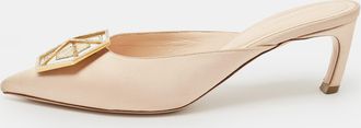Nicholas Kirkwood Beige Satin Eden Crystals Embellished Mule Sandals