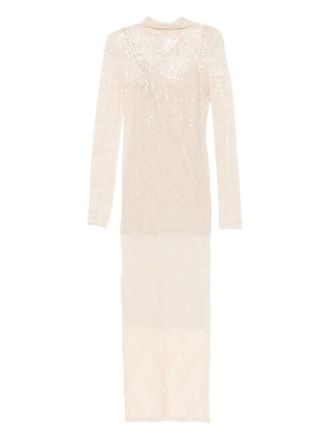 Patrizia Pepe sequin-embellished long-sleeve dress - women - Fabric - 0 - White