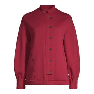 Max Mara Jassen, Dames, Rood, L, Katoen, Donkerrode jas met decoratieve manchetten